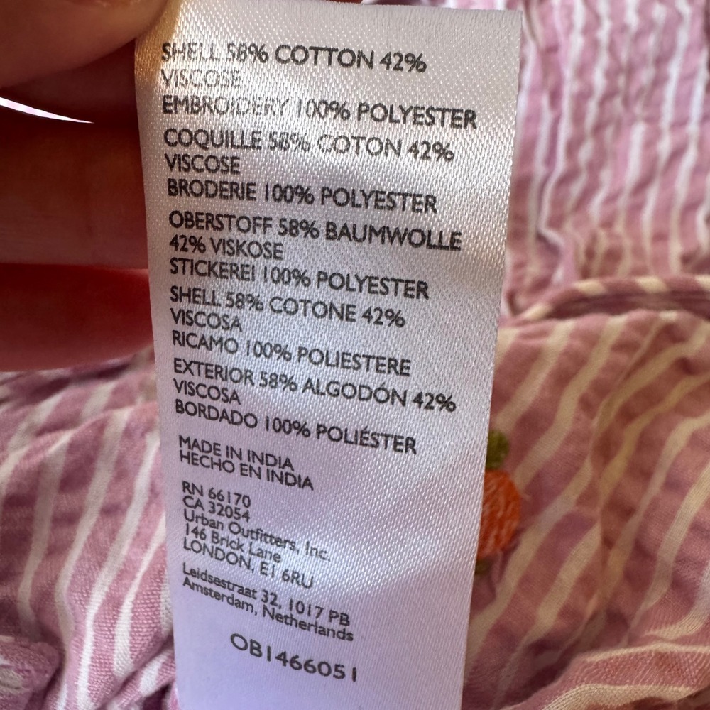Anthropologie Maeve Embroidered Button Down Fruit Striped Size Small - Picture 8 of 8